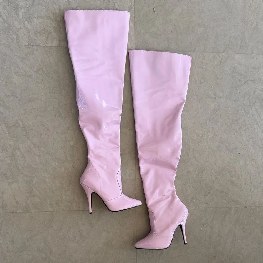 Pleaser Light Pink Over-the-Knee Boots